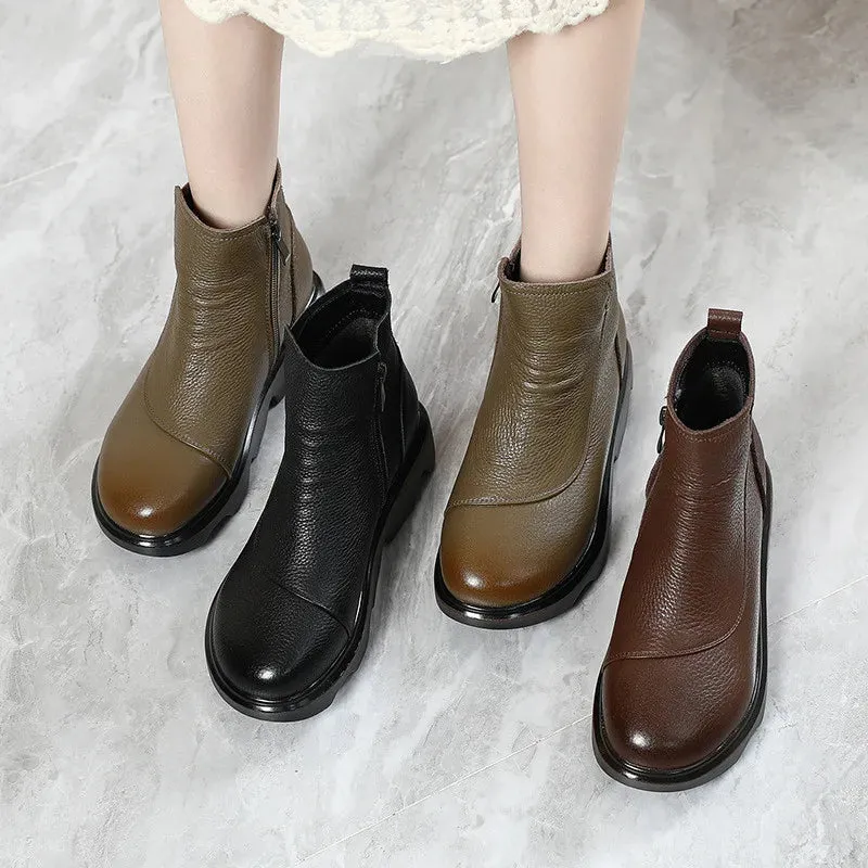 Ankle Boots Genuine Leather - Lucy