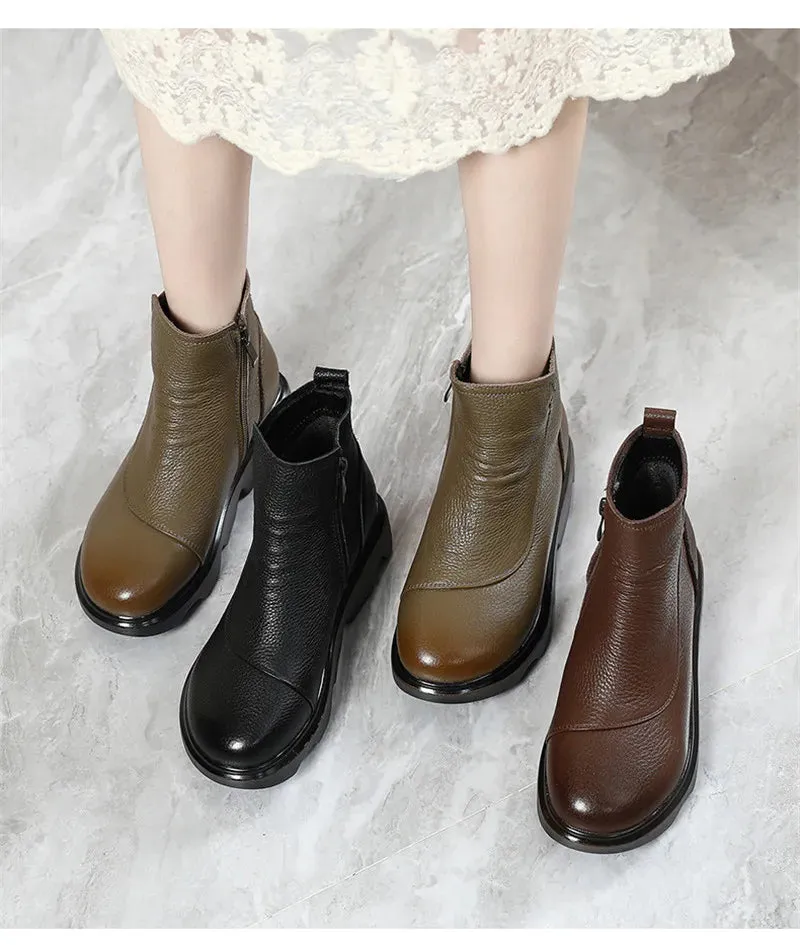 Ankle Boots Genuine Leather - Lucy
