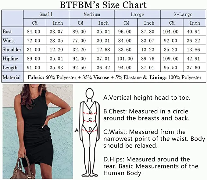 Blue Women Casual Dress Crew Neck Ruched Summer Sleeveless Tank Bodycon Shirt Short Mini Dresses - BTFBM