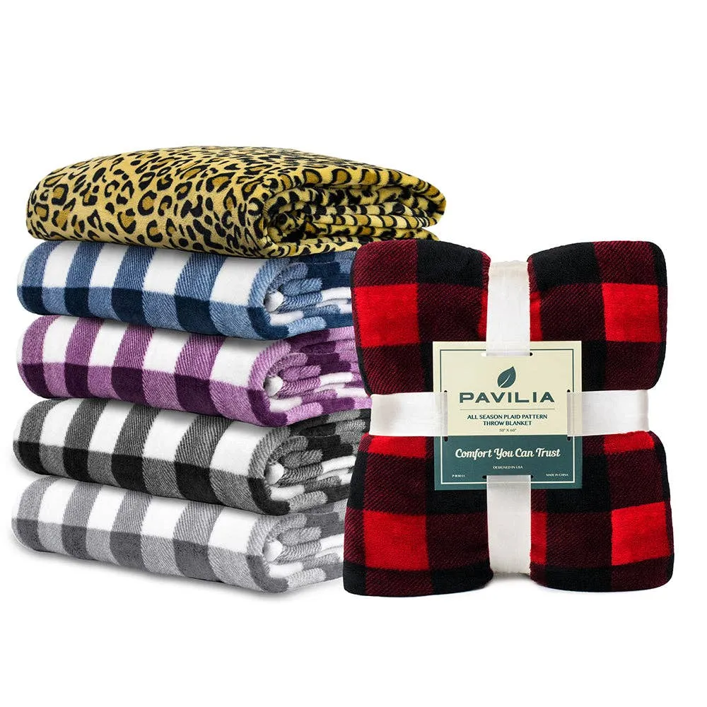 Buffalo Check Plaid Plush Fleece Blanket Throw  Red Black
