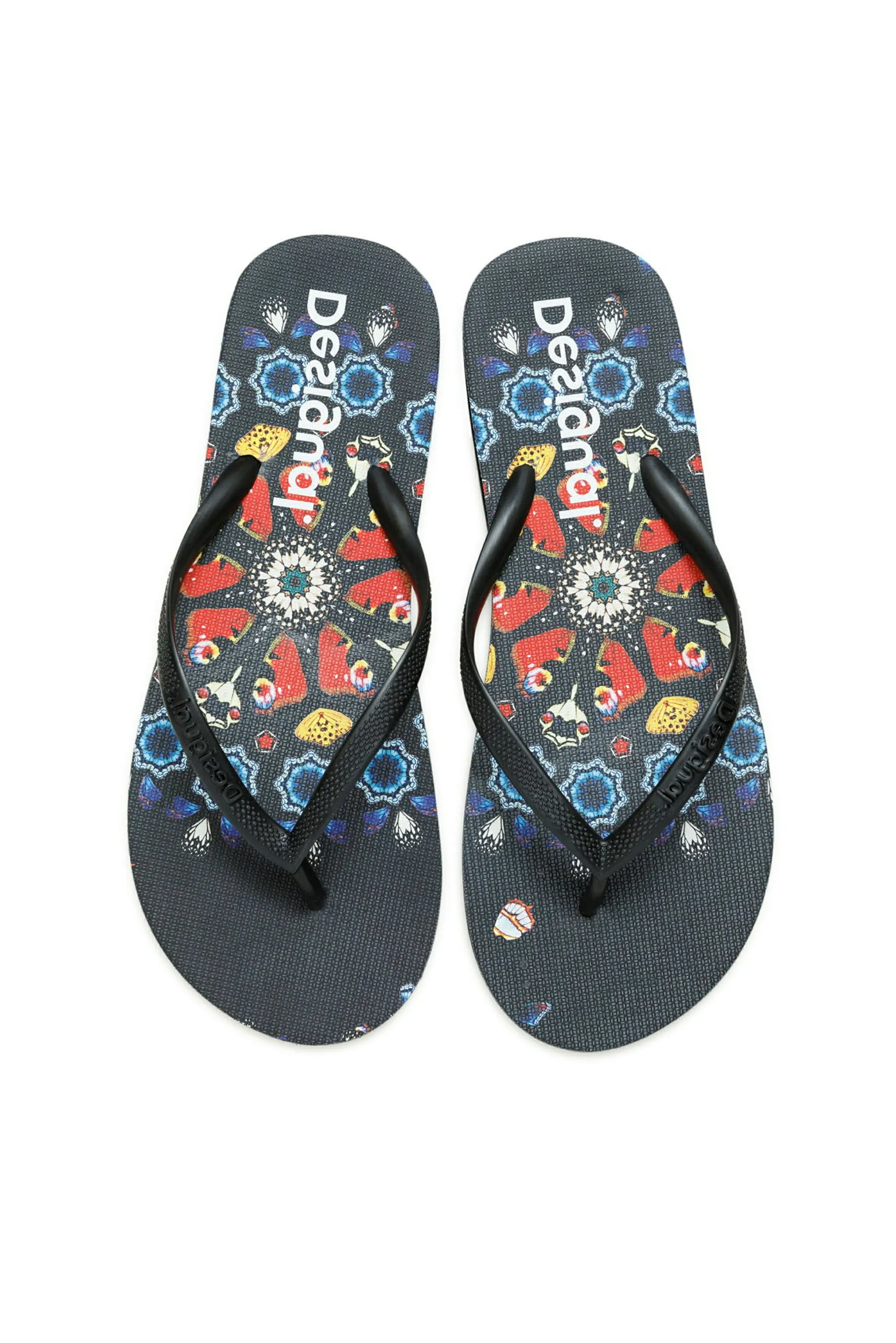Butterfly Flip Flops Black White Red SS21 Desigual Style 21SSHP06