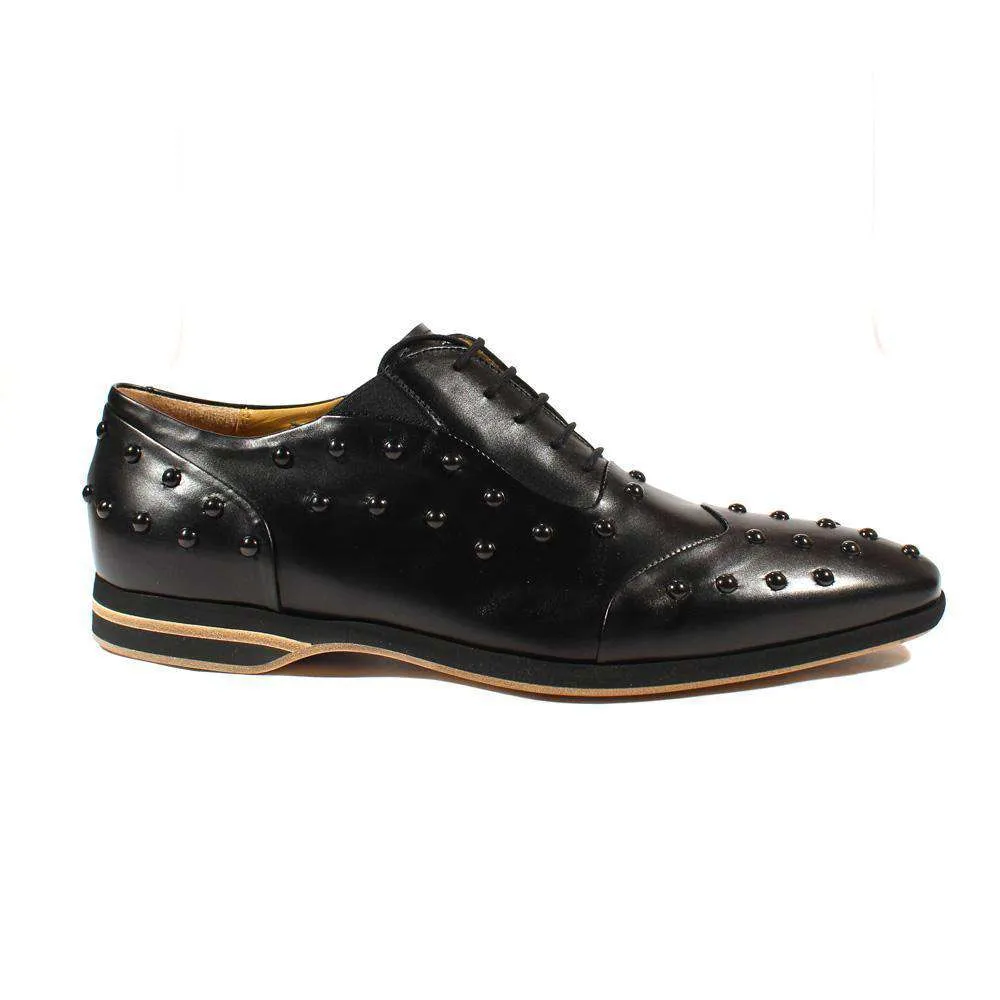 Cesare Paciotti Luxury Italian Men's Designer Shoes Baby Lux Black Leather Oxfords (CPM2411)
