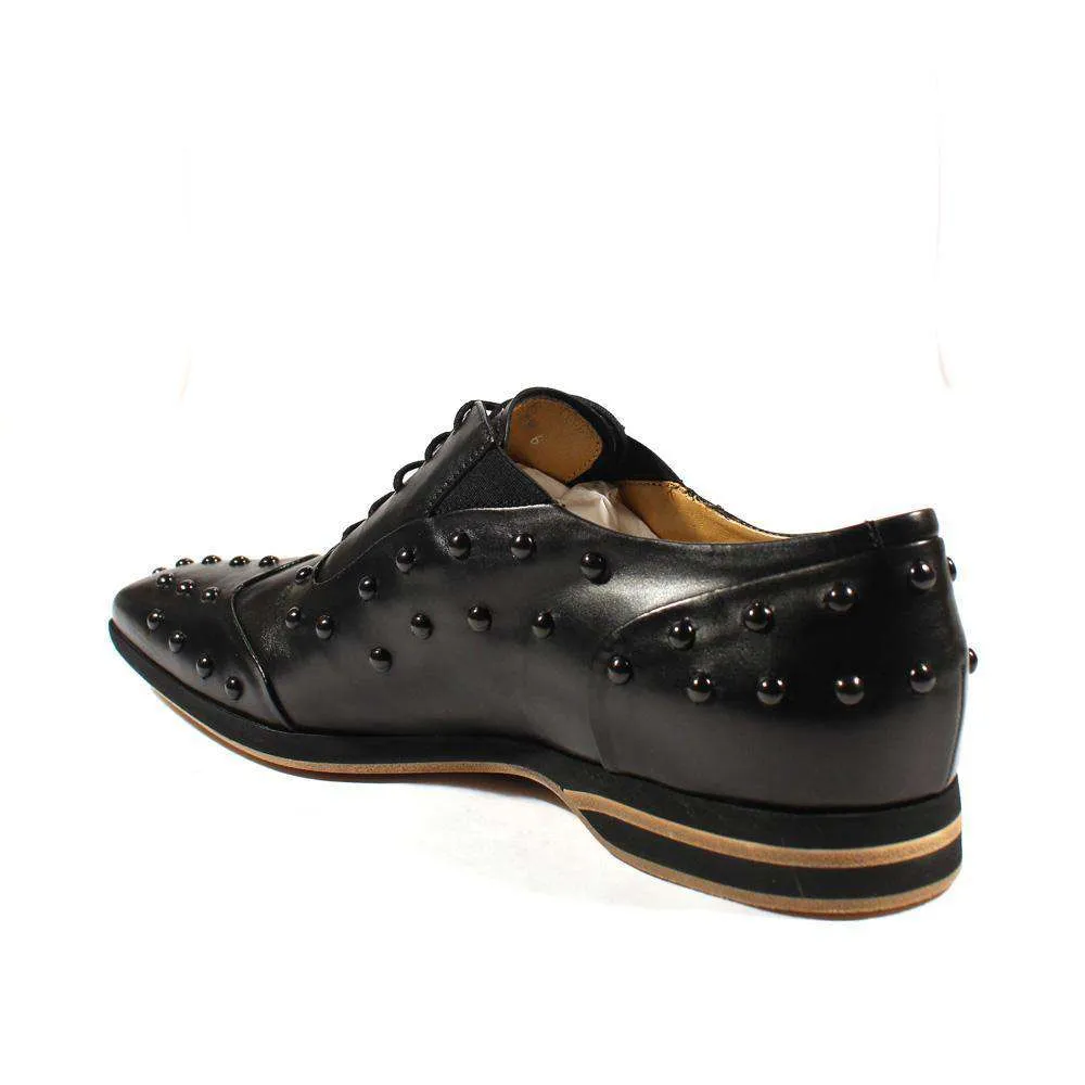 Cesare Paciotti Luxury Italian Men's Designer Shoes Baby Lux Black Leather Oxfords (CPM2411)