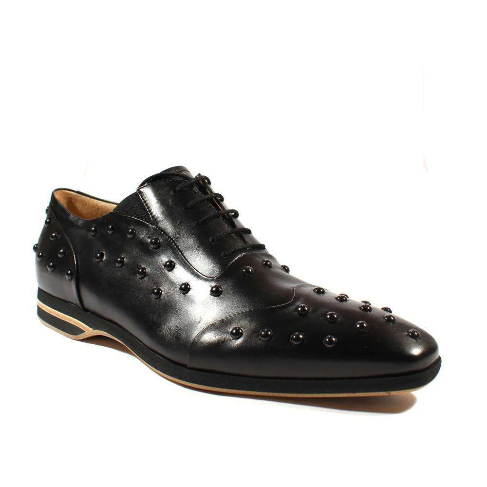 Cesare Paciotti Luxury Italian Men's Designer Shoes Baby Lux Black Leather Oxfords (CPM2411)