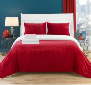 Chic Home Bjurman Blanket Set Soft Sherpa Lined Microplush Faux Mink with Shams and Sheet Set - 7-Piece - King 104x90", Burgundy