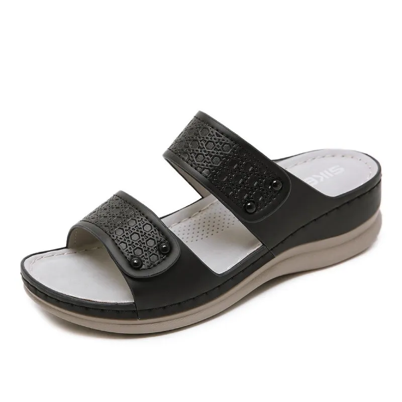 Cuzcare Leisure Sandals Women Cushioned EVA Sole Breathable Vintage Slides Basic Summer