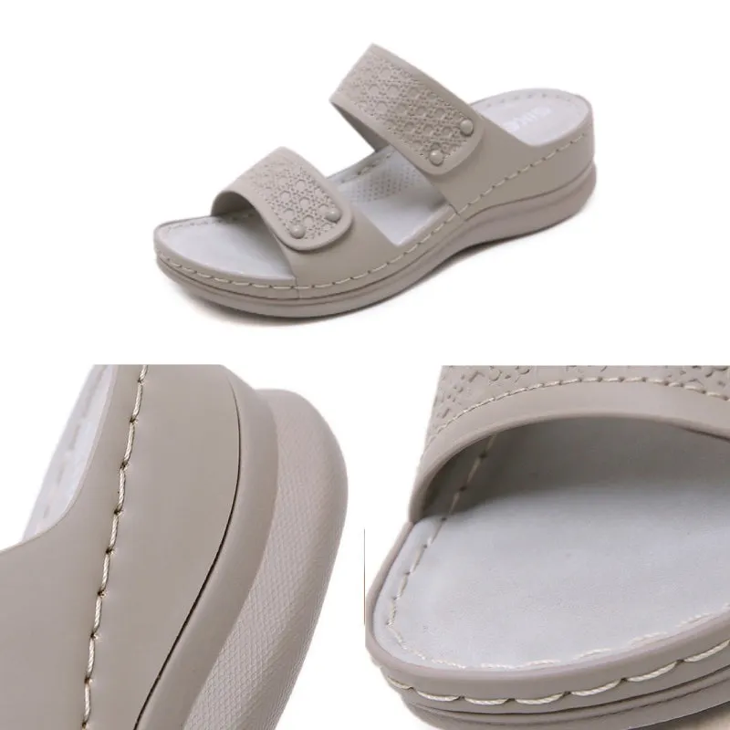 Cuzcare Leisure Sandals Women Cushioned EVA Sole Breathable Vintage Slides Basic Summer
