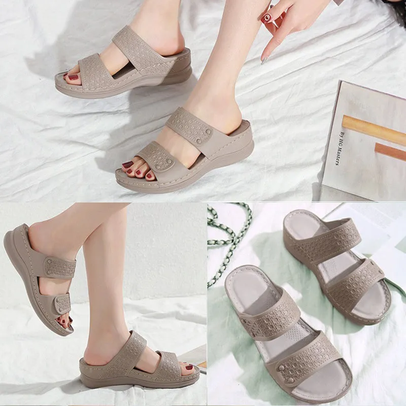 Cuzcare Leisure Sandals Women Cushioned EVA Sole Breathable Vintage Slides Basic Summer