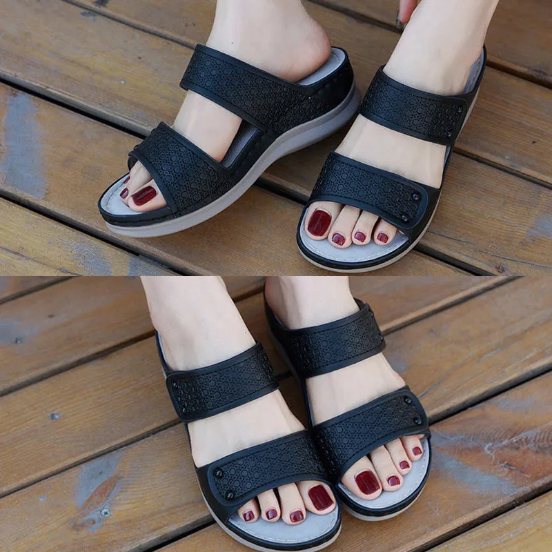 Cuzcare Leisure Sandals Women Cushioned EVA Sole Breathable Vintage Slides Basic Summer