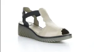 Fly London Women's Linn Wedge Sandals- Silver/ Black