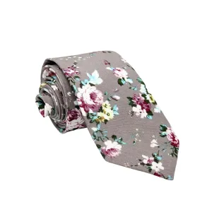 Gray Floral Tie 2.36" SANDY - MYTIESHOP