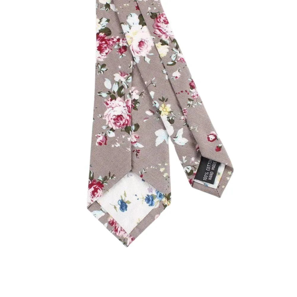 Gray Floral Tie 2.36" SANDY - MYTIESHOP