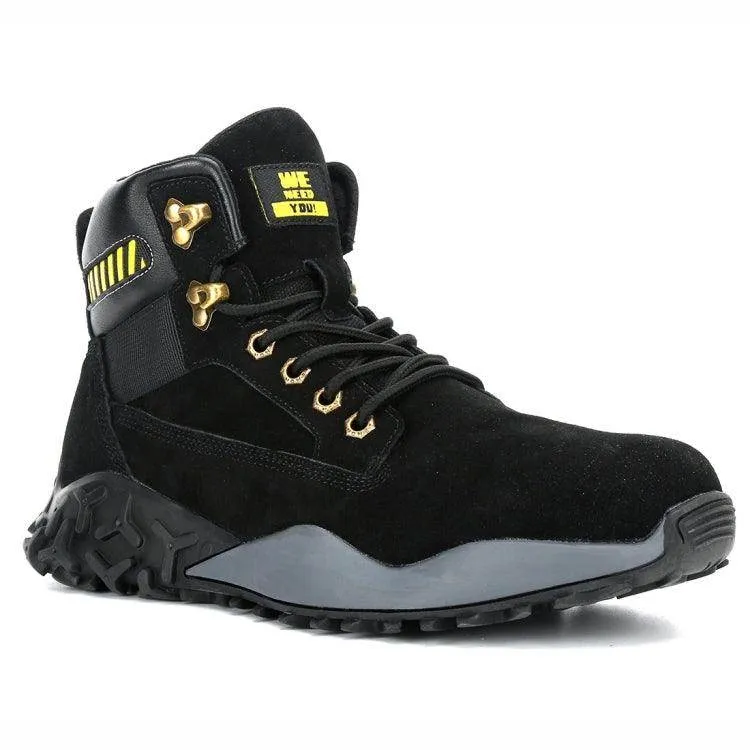 High-Top Black Steel Toe Safety Shoes - Lightweight, Breathable, Waterproof, Anti-Smashing & Anti-Piercing (Size: 48)