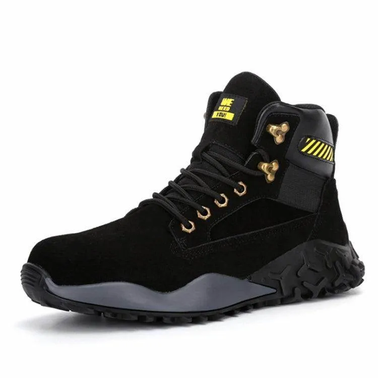 High-Top Black Steel Toe Safety Shoes - Lightweight, Breathable, Waterproof, Anti-Smashing & Anti-Piercing (Size: 48)