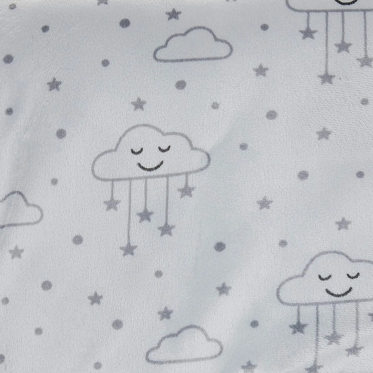Hudson Baby Infant Plush Blanket with Faux Shearling Back, Gray Clouds, One Size