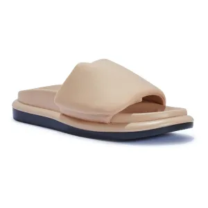 IMAN NUDE PLATFORM VELCRO SLIDES