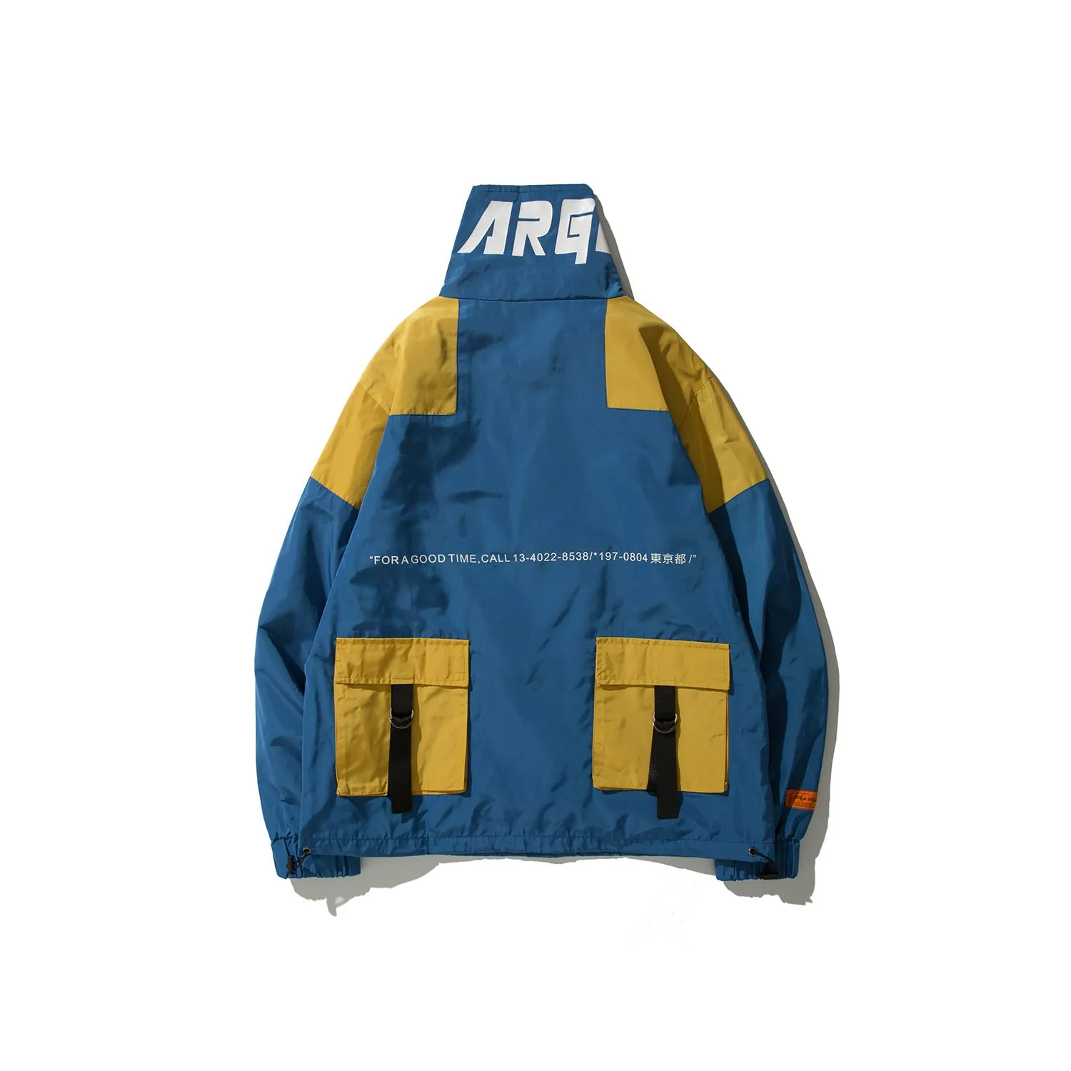 Japanese Streetwear Color-Block Windbreaker Jacket