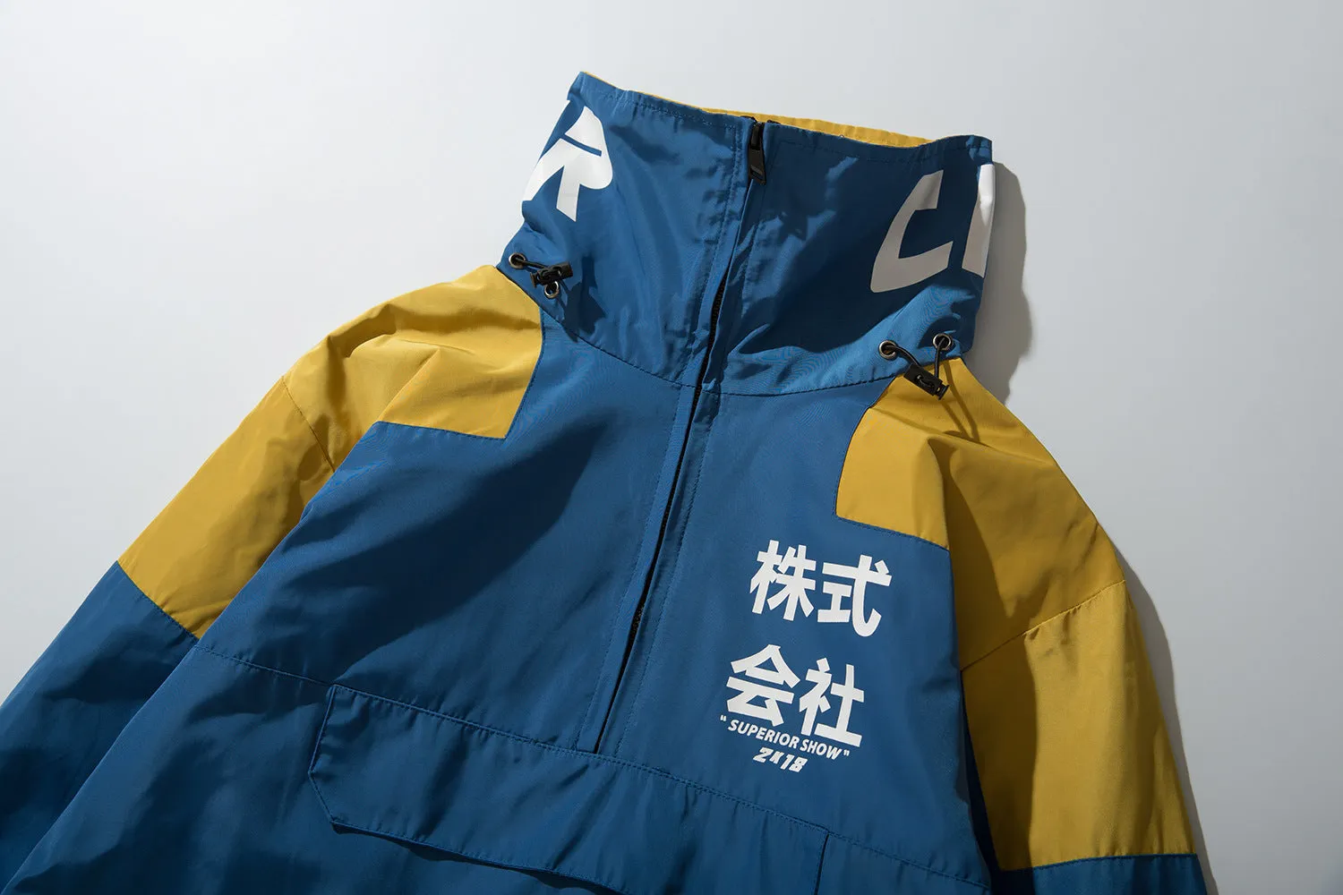 Japanese Streetwear Color-Block Windbreaker Jacket