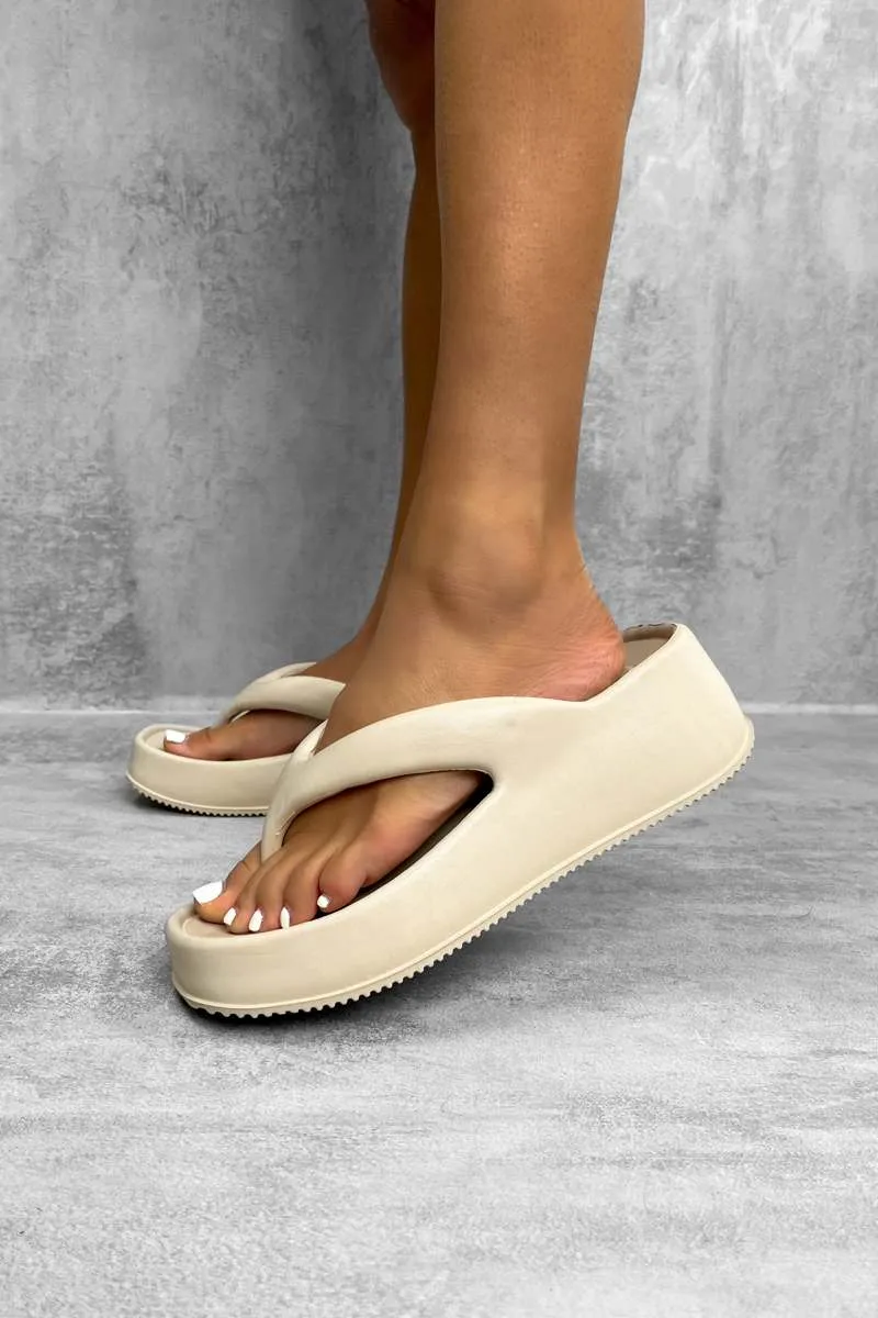 LIZZIE Chunky Toe Post Sandals - Beige