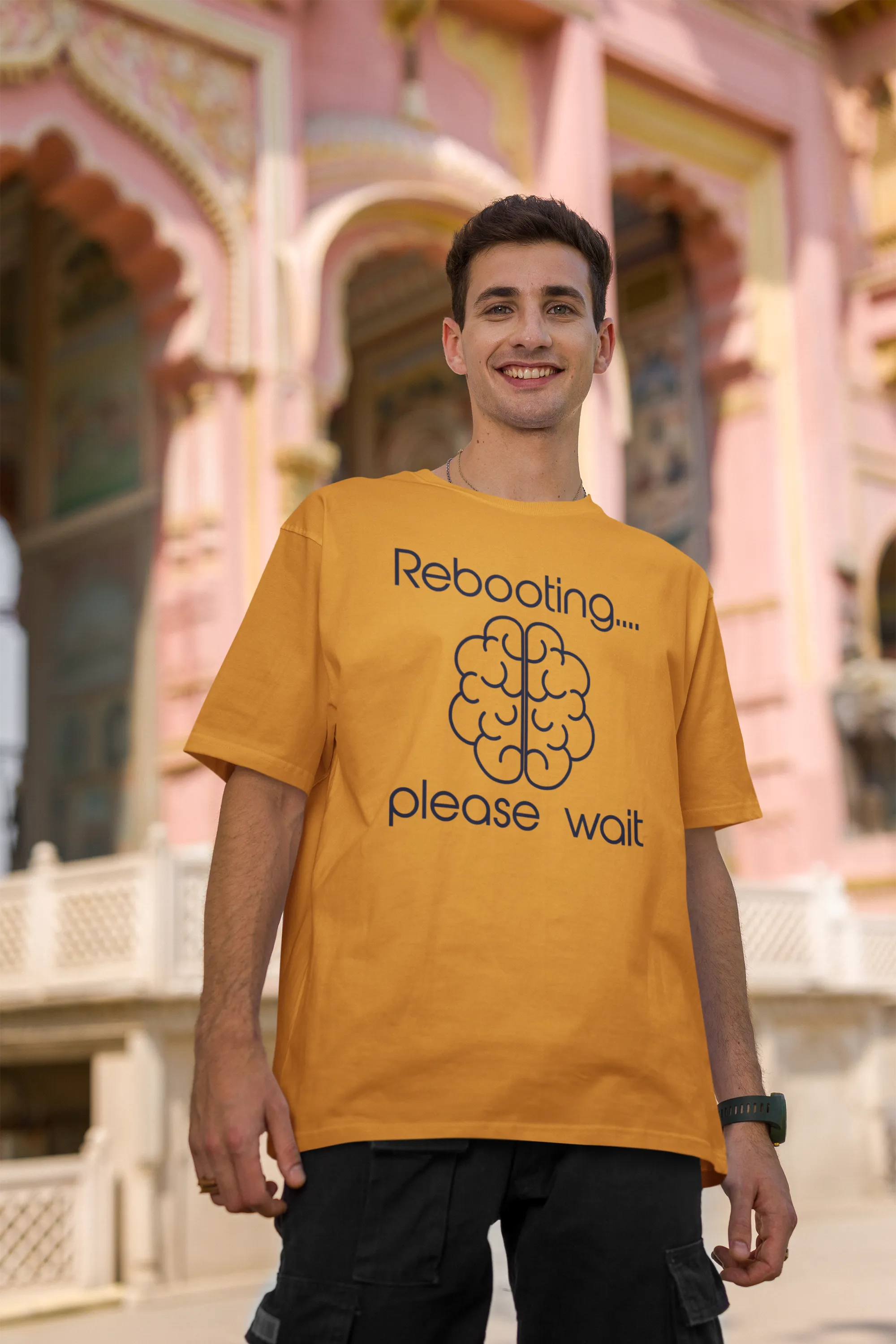 Men's Oversized T-Shirt - "Rebooting... Please Wait"| Storeily