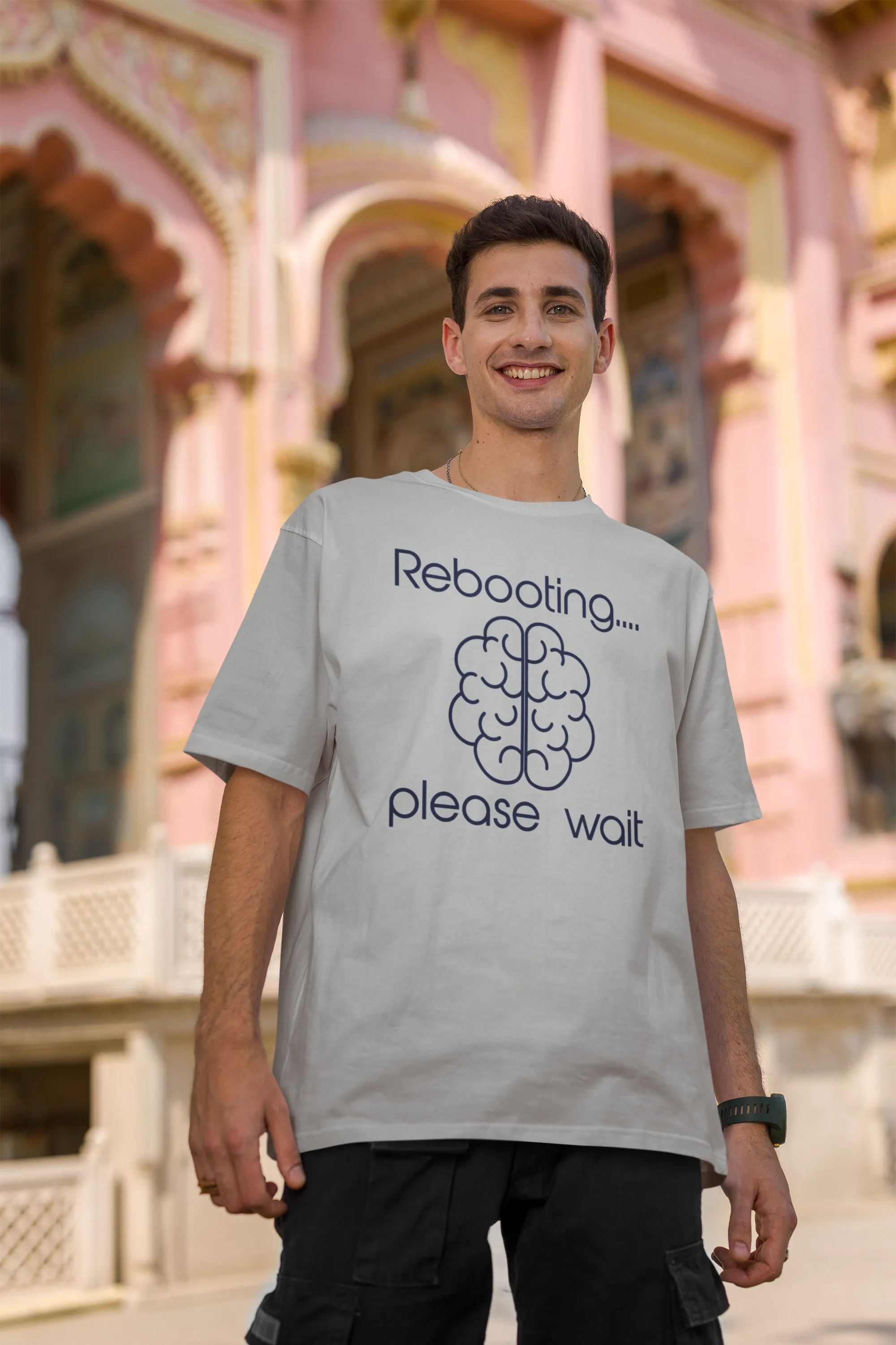 Men's Oversized T-Shirt - "Rebooting... Please Wait"| Storeily