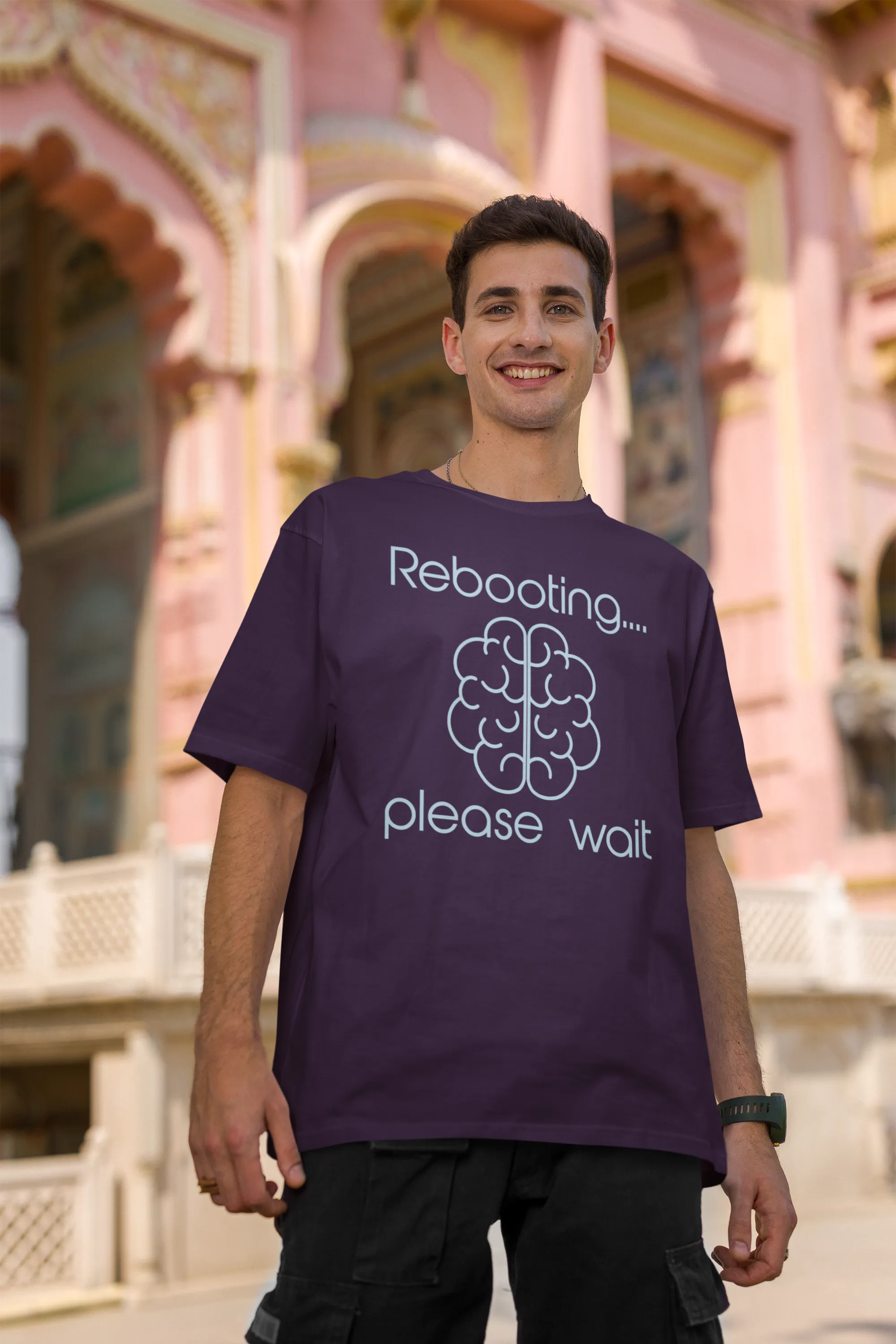 Men's Oversized T-Shirt - "Rebooting... Please Wait"| Storeily