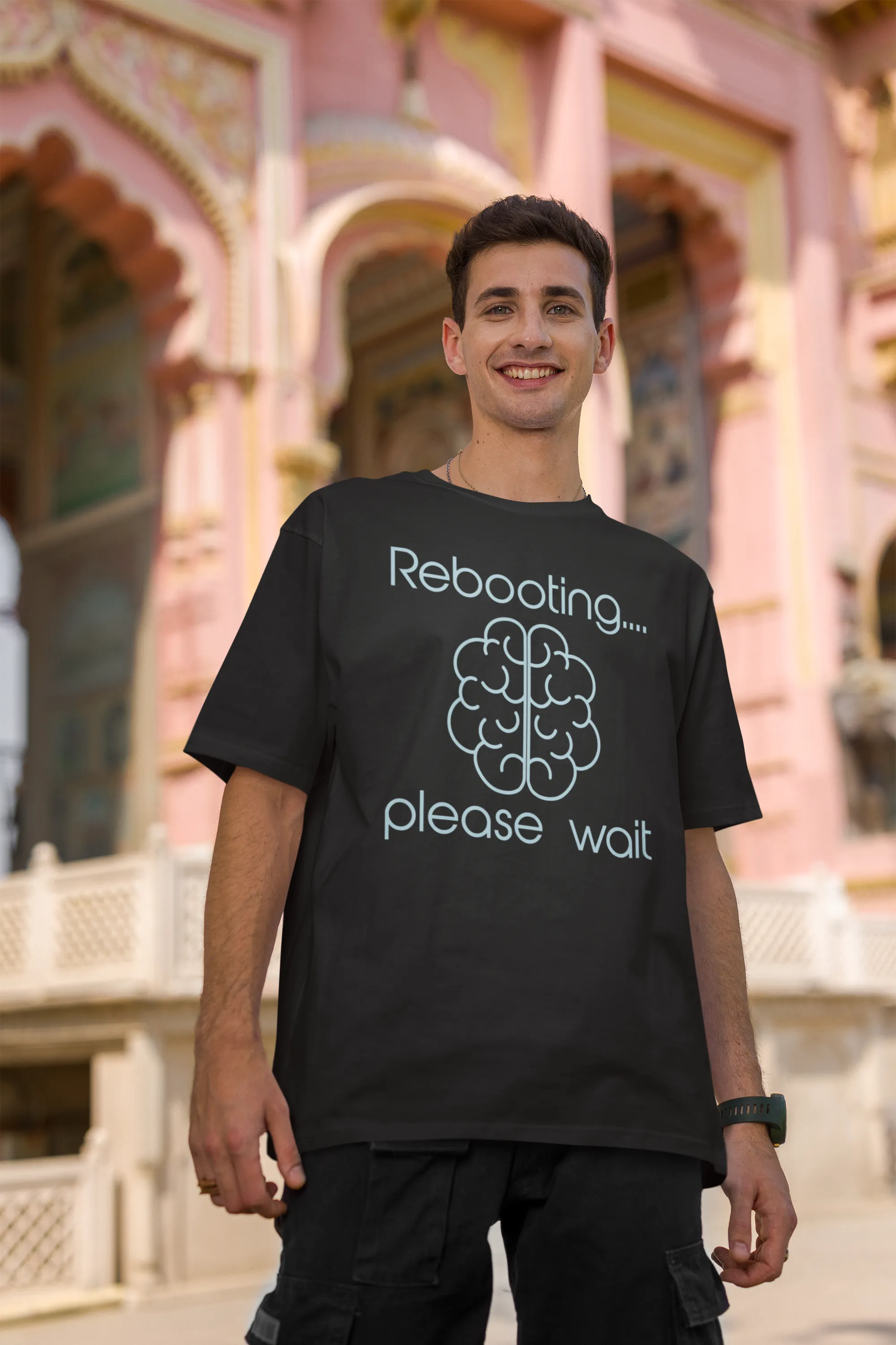 Men's Oversized T-Shirt - "Rebooting... Please Wait"| Storeily