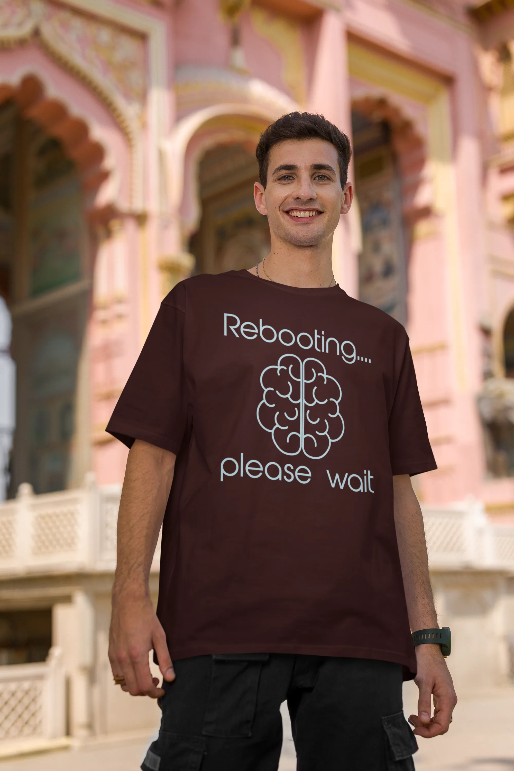 Men's Oversized T-Shirt - "Rebooting... Please Wait"| Storeily