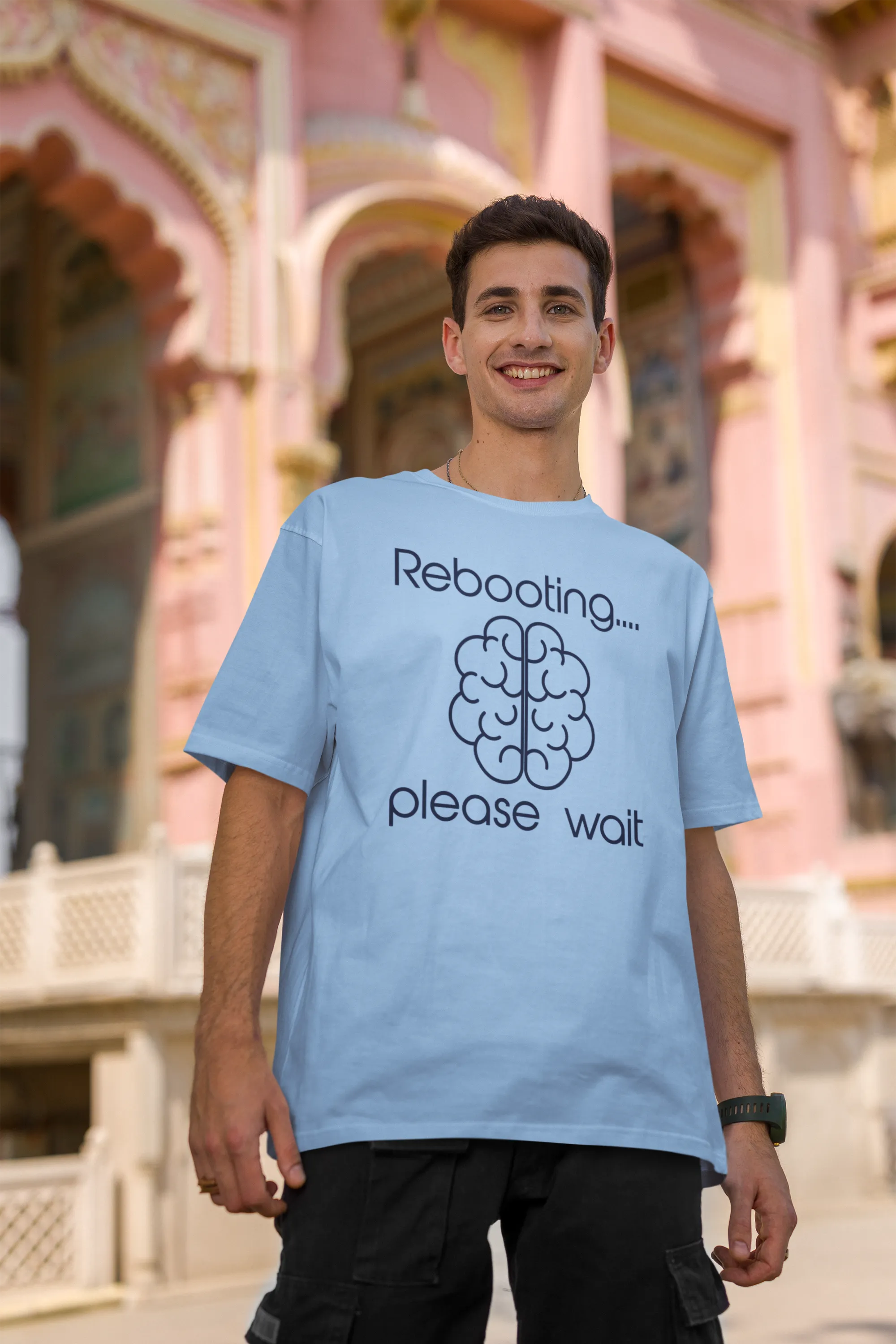 Men's Oversized T-Shirt - "Rebooting... Please Wait"| Storeily