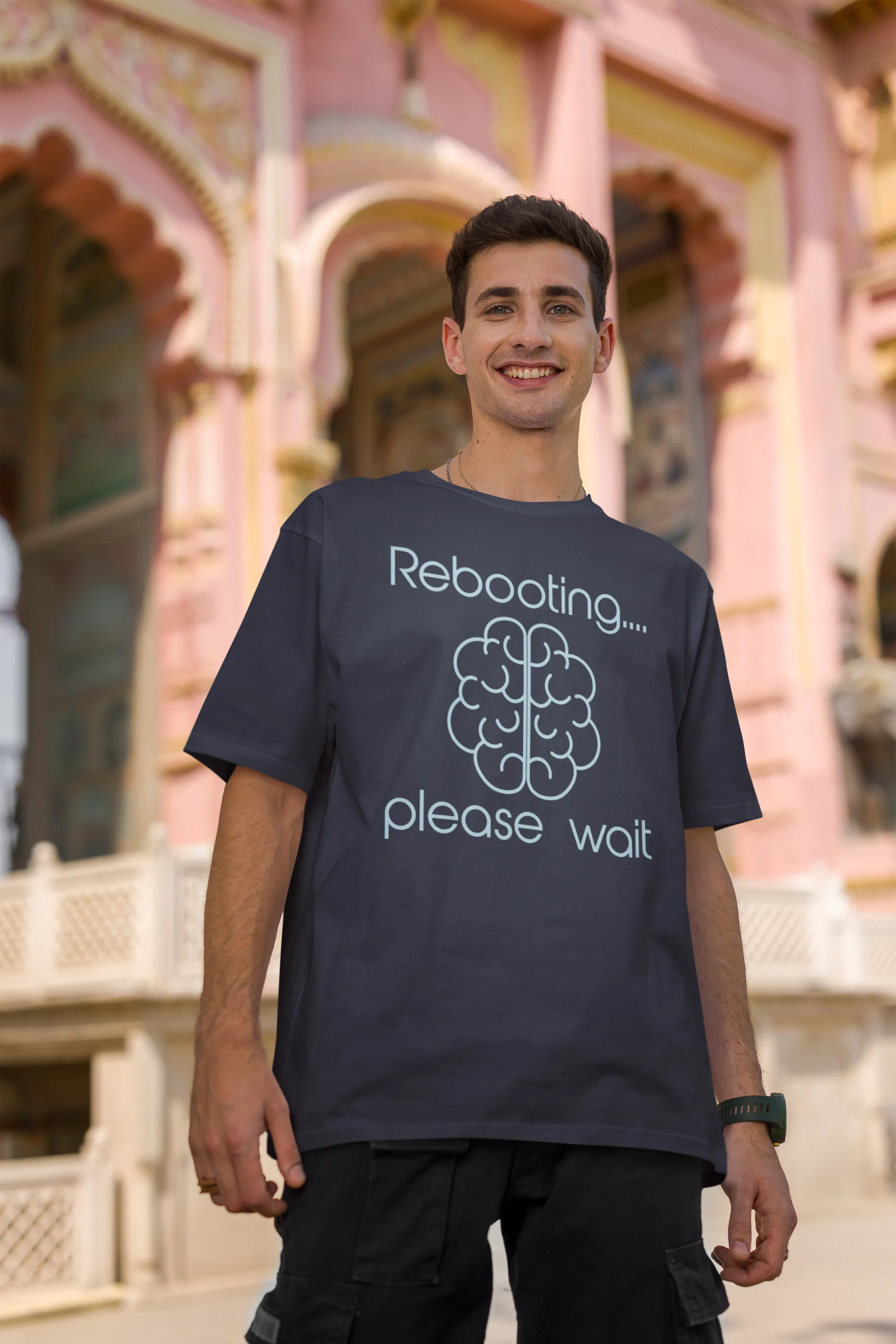 Men's Oversized T-Shirt - "Rebooting... Please Wait"| Storeily