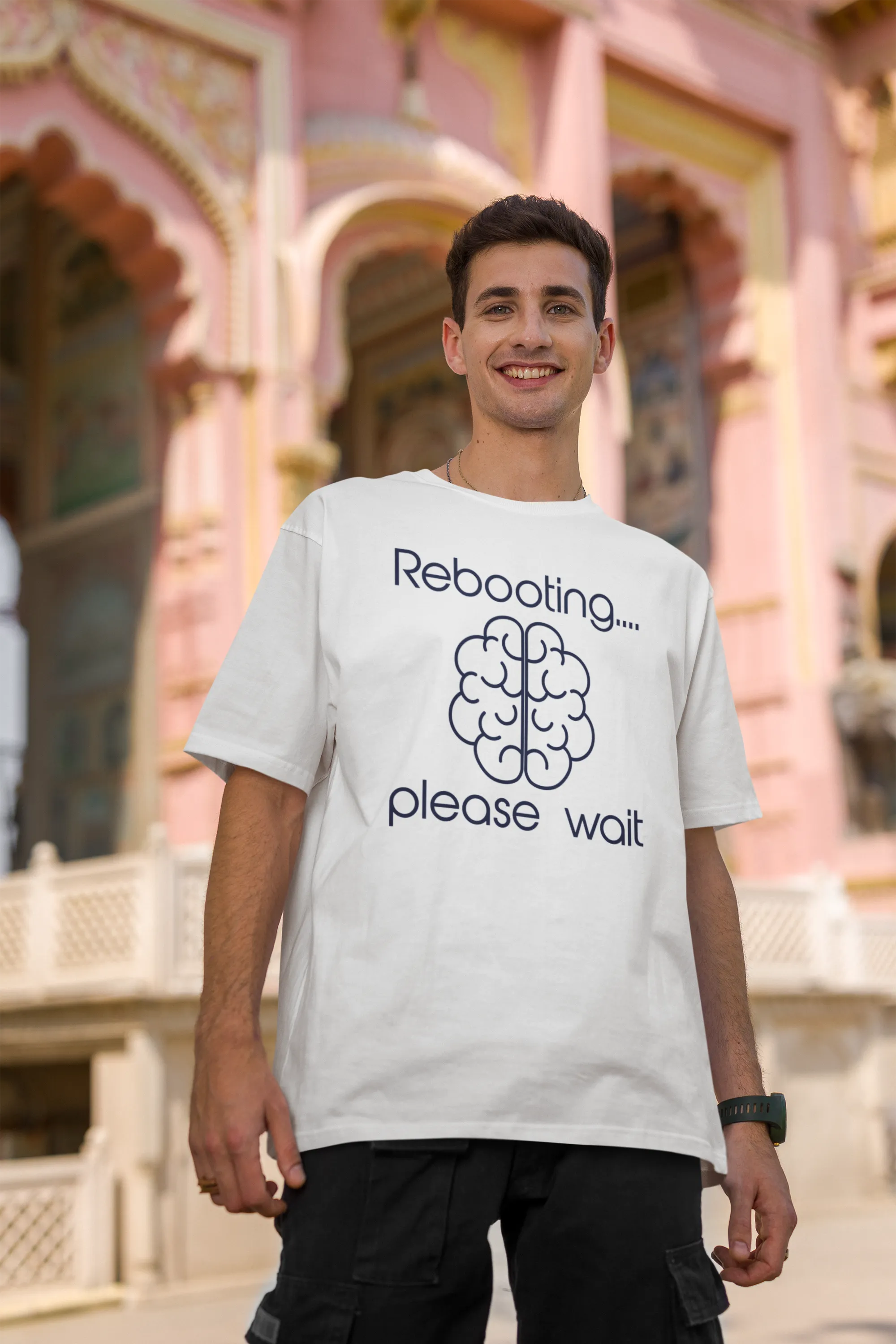 Men's Oversized T-Shirt - "Rebooting... Please Wait"| Storeily