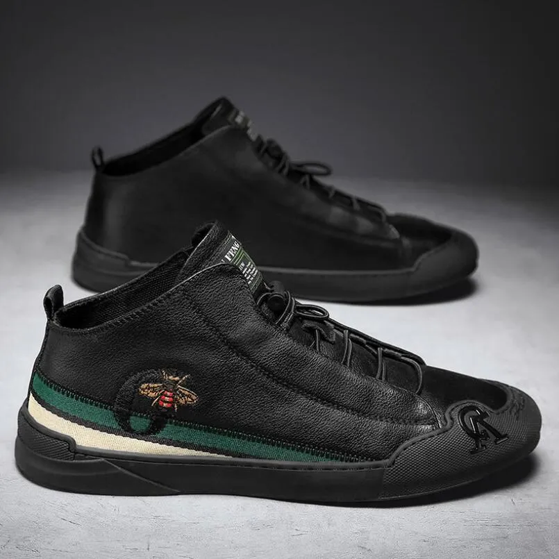 New Leisure Luxury Designer Black Men's Shoes Lefu Shoes Men's High Top Luxury Brand Shoes Beauty Accessories Casual Shoes