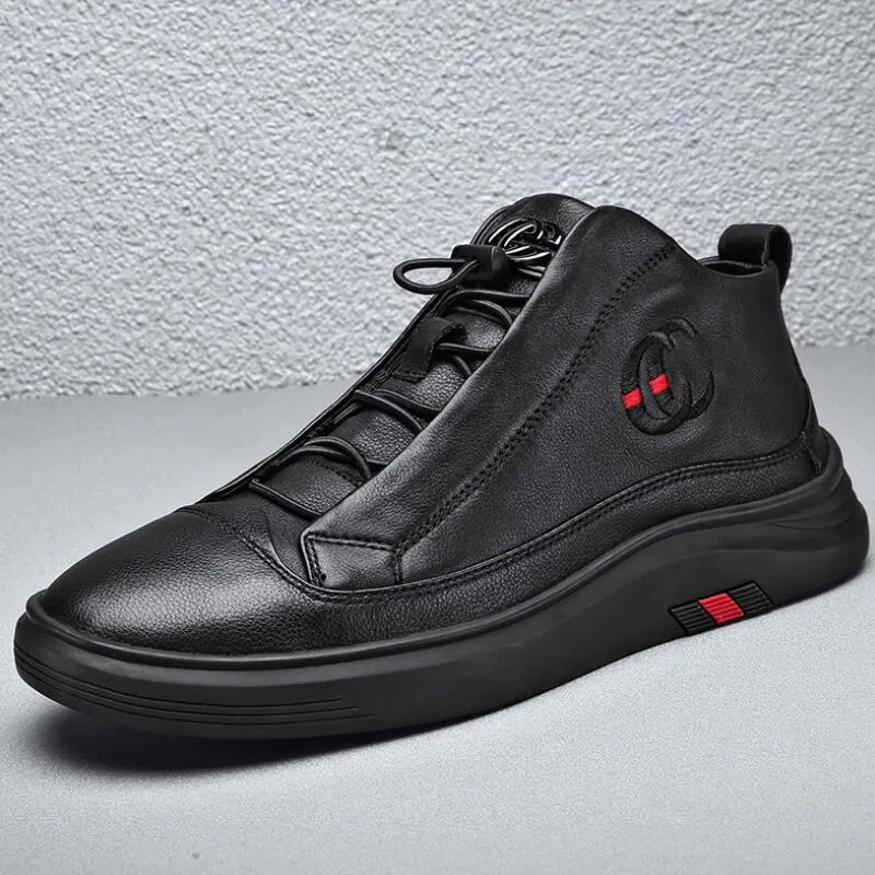 New Leisure Luxury Designer Black Men's Shoes Lefu Shoes Men's High Top Luxury Brand Shoes Beauty Accessories Casual Shoes