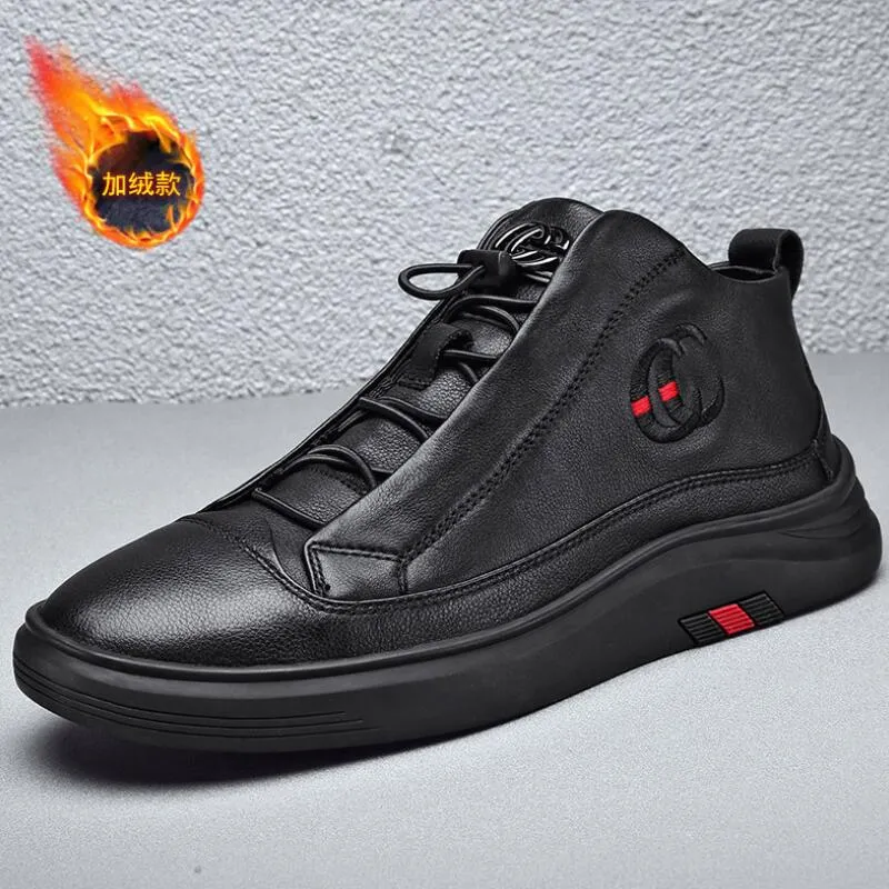 New Leisure Luxury Designer Black Men's Shoes Lefu Shoes Men's High Top Luxury Brand Shoes Beauty Accessories Casual Shoes