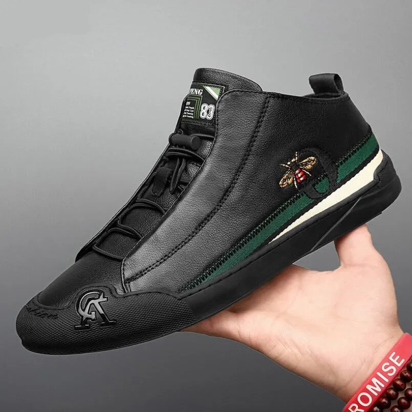 New Leisure Luxury Designer Black Men's Shoes Lefu Shoes Men's High Top Luxury Brand Shoes Beauty Accessories Casual Shoes