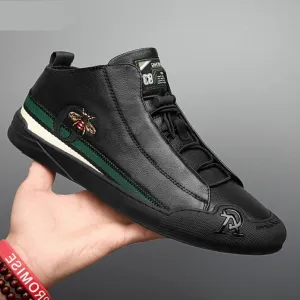 New Leisure Luxury Designer Black Men's Shoes Lefu Shoes Men's High Top Luxury Brand Shoes Beauty Accessories Casual Shoes