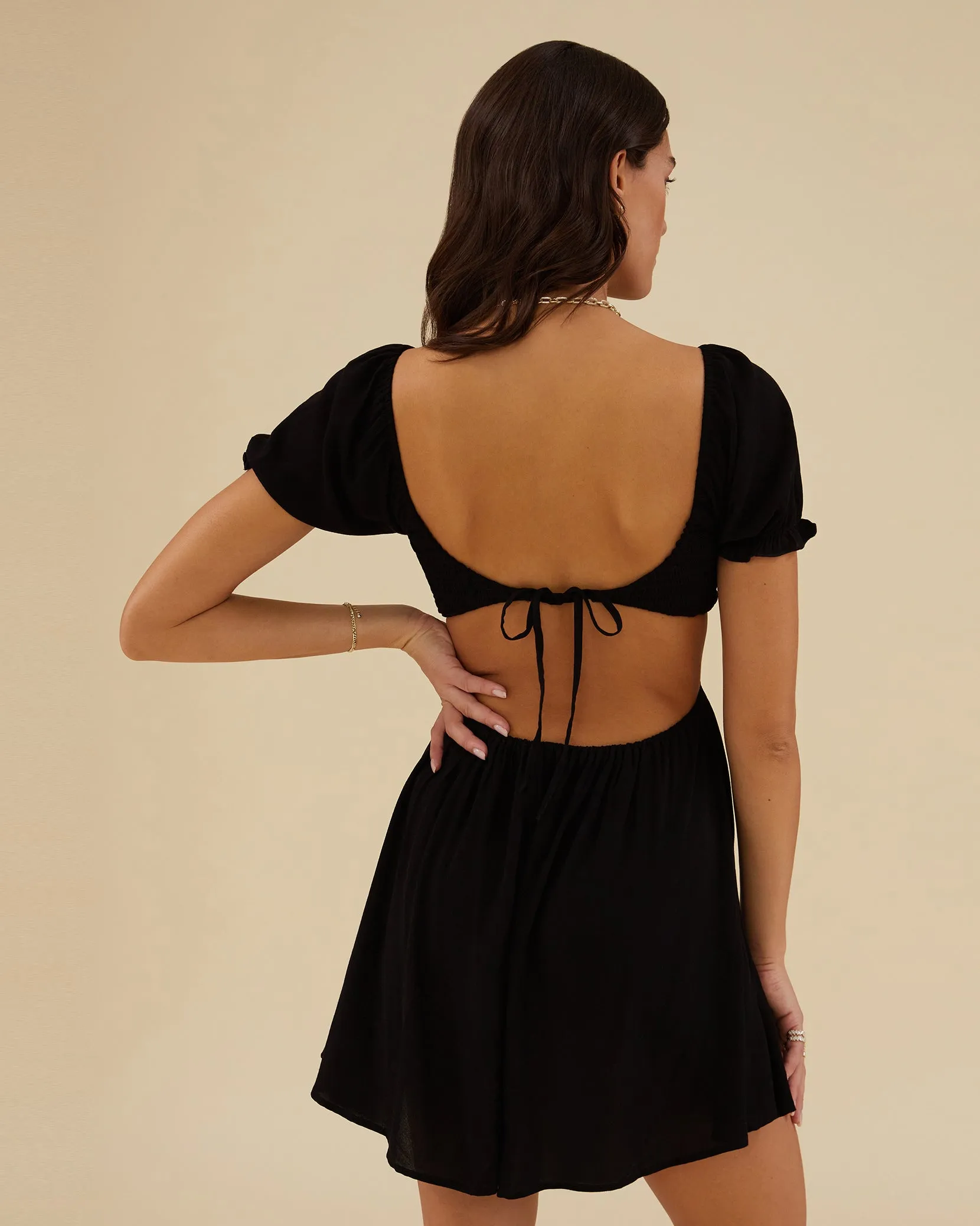 Open Back Smocked Mini Dress