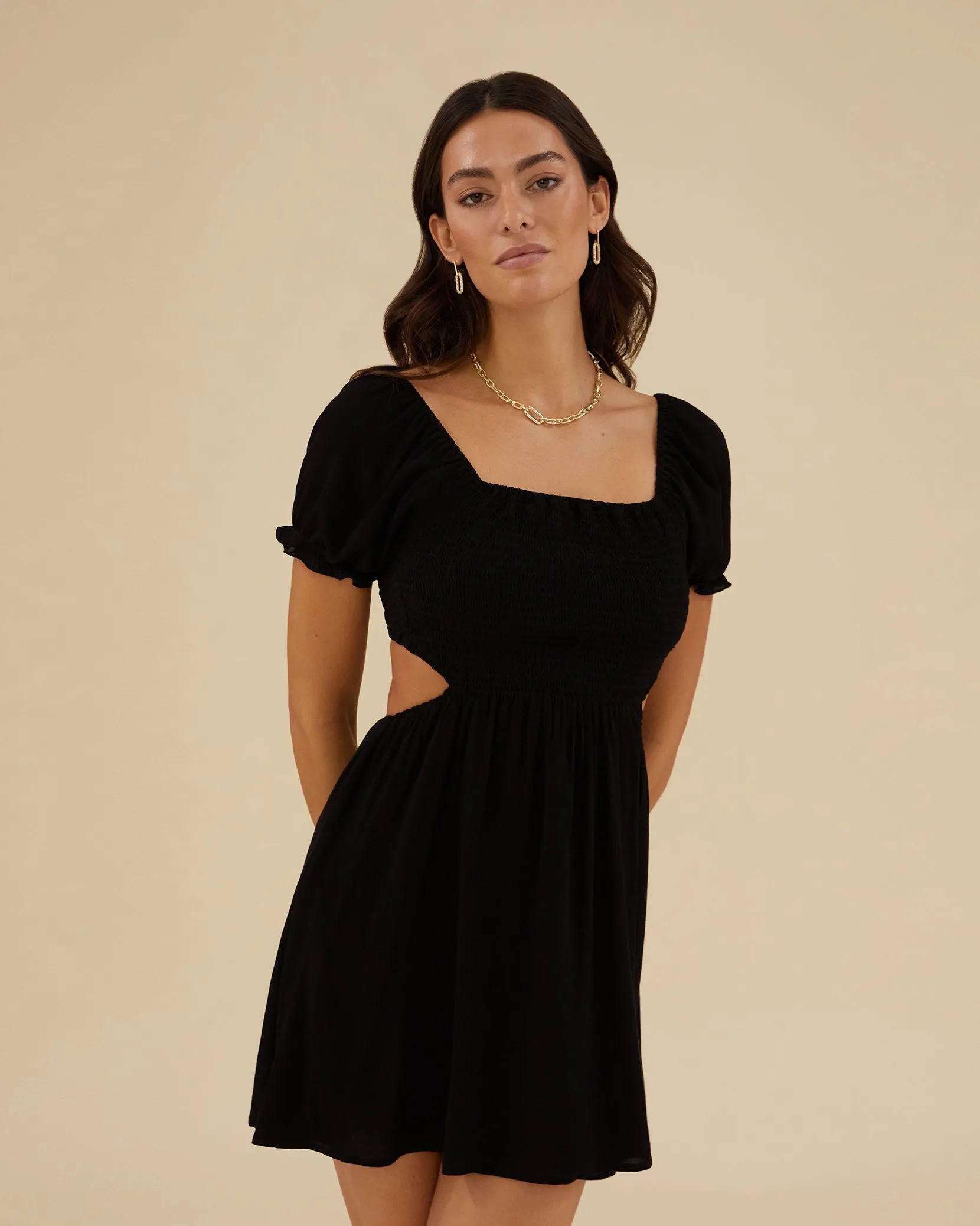 Open Back Smocked Mini Dress