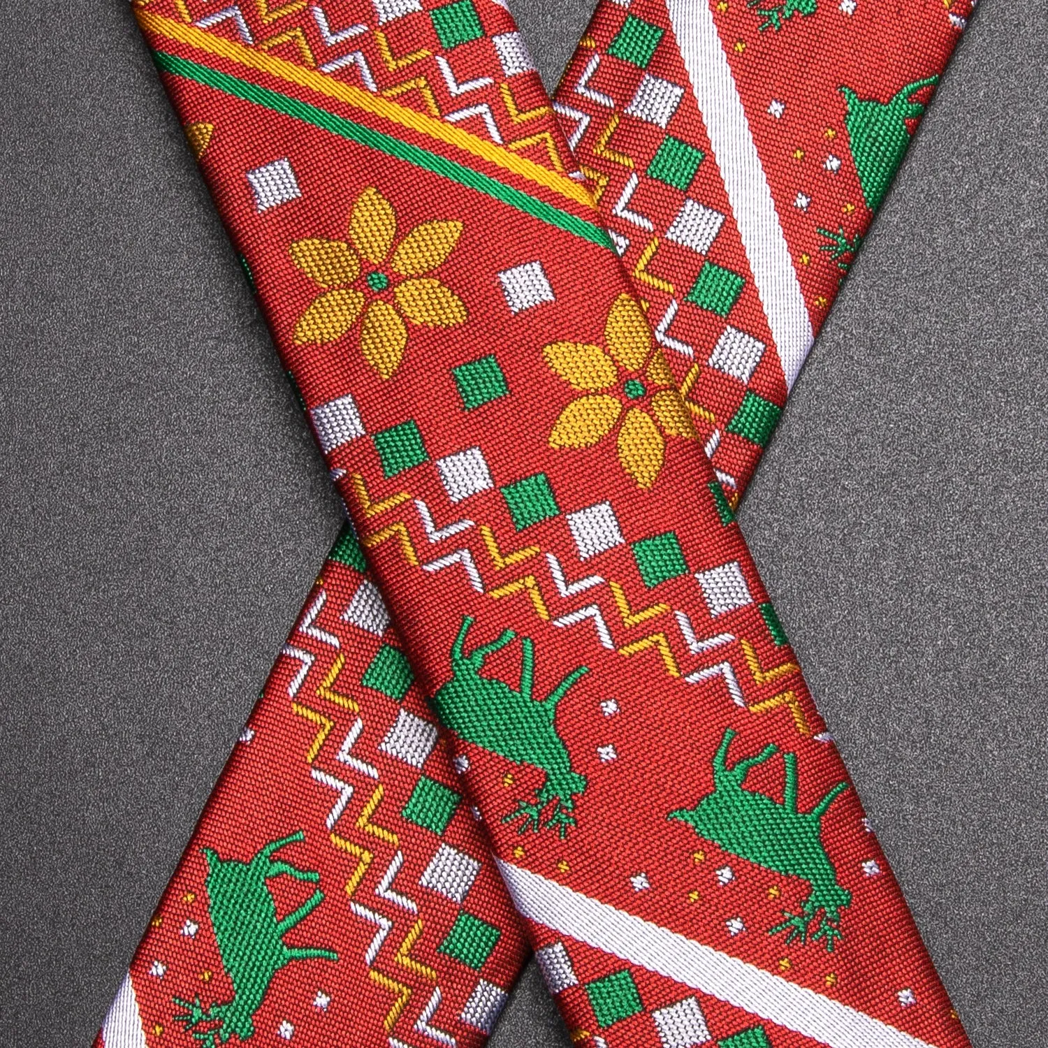 Red Christmas Novelty Suspender Bowtie Hanky Cufflinks Set