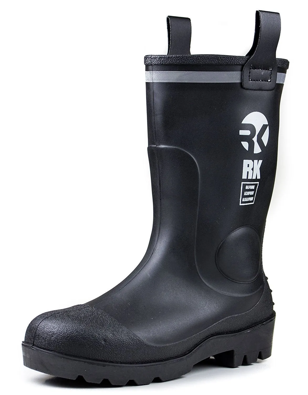 RK Mens Waterproof Rubber Sole Rain Boots - Black