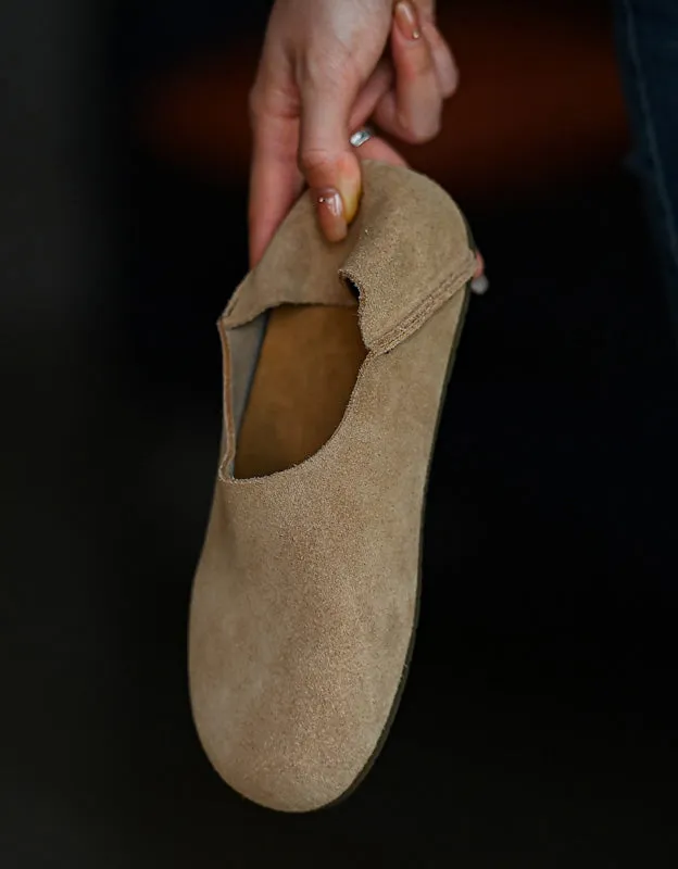 Round Toe Comfortable Soft Footbed Suede Slip-ons