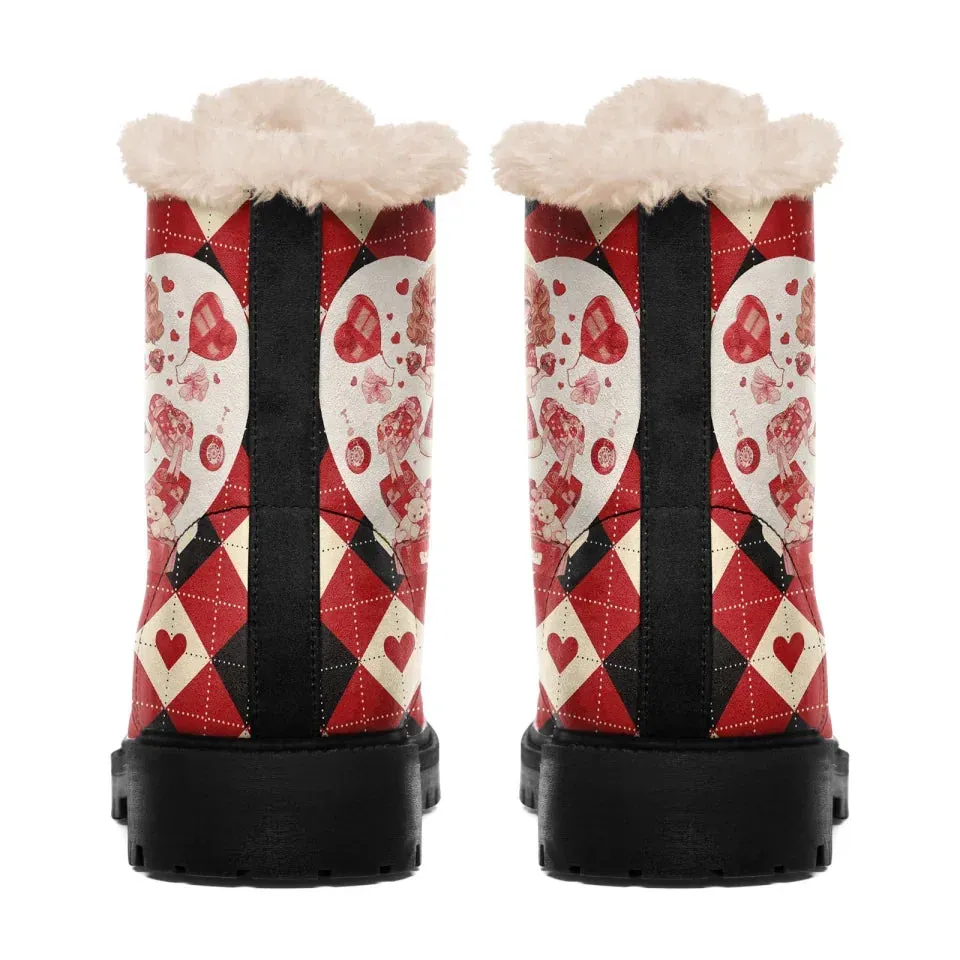 Unique Gift,Personalized Fur Lining Boots, Custom Warm Winter Boots, Best Gift for Valentine's Day