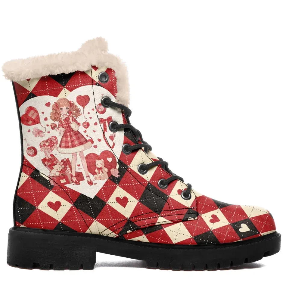 Unique Gift,Personalized Fur Lining Boots, Custom Warm Winter Boots, Best Gift for Valentine's Day