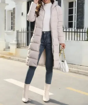 Women's Mid-Length Hooded Puffer Coat – Stylish Winter Warmth Plus Sizes